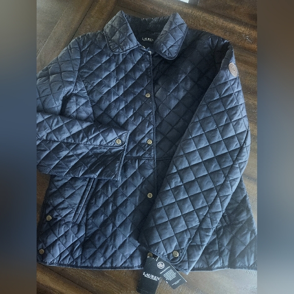 NWT Ralph Lauren Navy Quilted Coat Ladies Large - Picture 2 of 10